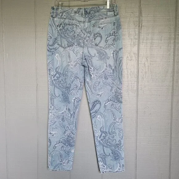 Chico's So Slimming Paisley-Print Girlfriend Slim Leg Ankle Jeans. Size … - Picture 7 of 11
